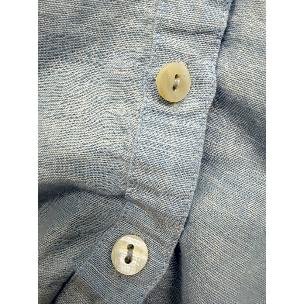 Charlie B Women Blue Cotton Linen Lace Embroidery Sleeve Button Up Blouse P S - Picture 5 of 11